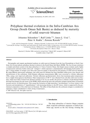 Polyphase thermal evolution in the Infra-Cambrian Ara Group (South ...