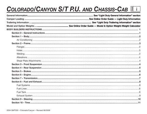 colorado/canyon s/t pu and chassis-cab 43 - GM UPFITTER