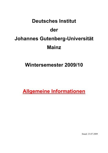 Deutsches Institut der Johannes Gutenberg-Universität Mainz ...