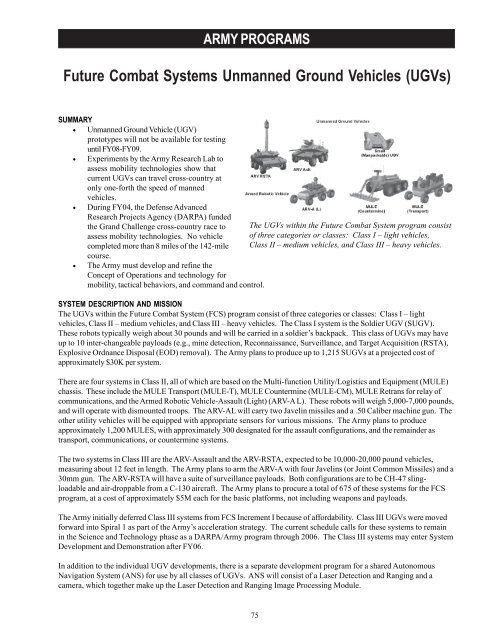 Future Combat Systems Unmanned Ground Vehicles (UGVs)