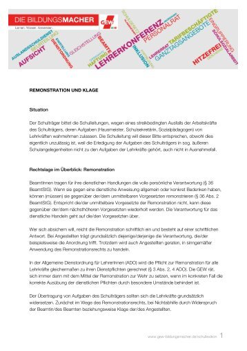 Remonstration/Klage - Die Bildungsmacher