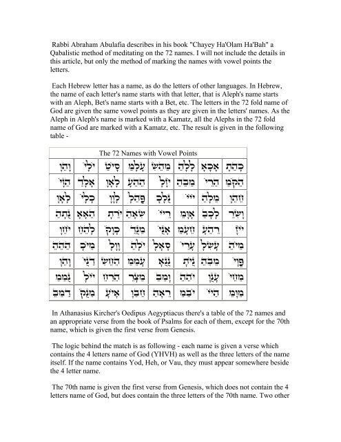 The 72-fold Name of God - Holy Order of the Golden Dawn Canada