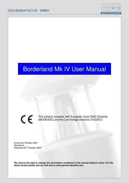 Borderland Mk IV User Manual - German Physiks