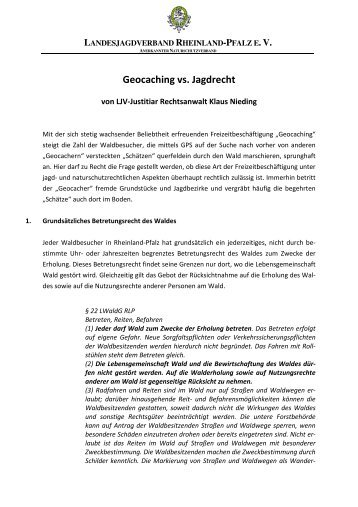 Geocaching vs. Jagdrecht - Landesjagdverband Rheinland-Pfalz