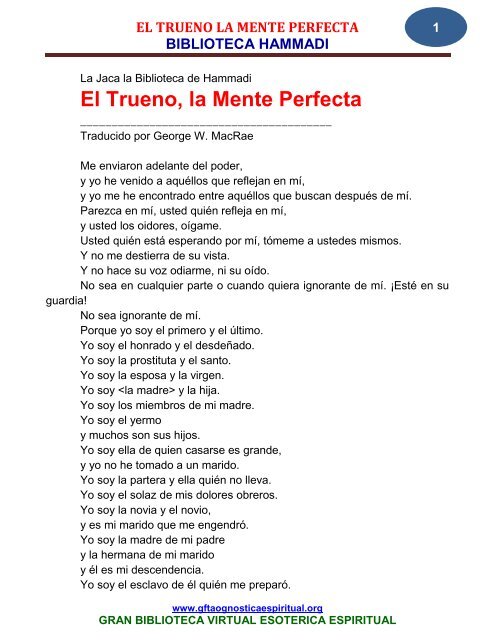 El Trueno, la Mente Perfecta - Gran Fratervidad Tao Gnóstica ...