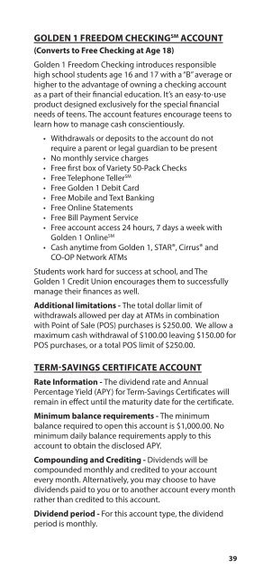 Disclosure of Account Information - The Golden 1 Credit Union