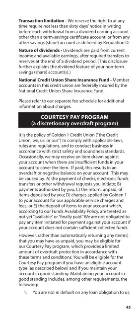 Disclosure of Account Information - The Golden 1 Credit Union