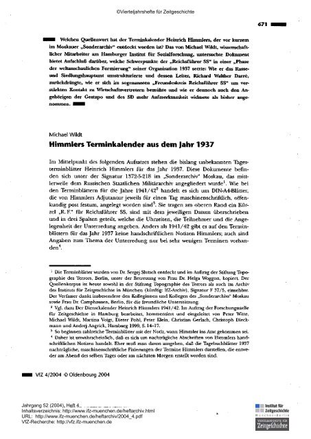 Himmlers Terminkalender aus dem Jahr 1937 - Institut für ...