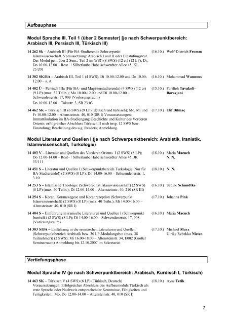 Vorlesungsverzeichnis: WS0708 - Fachbereich Geschichts