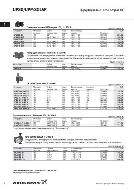 Новый прайс-лист 2008 на насосы Grundfos - Aquatrio.ru