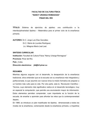 una contribución a la interdisciplinariedad ajedrez - GDeportes