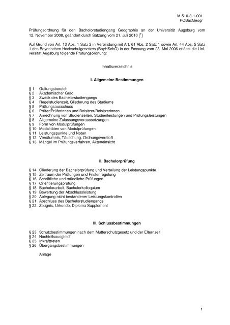 Prüfungsordnung - Universität Augsburg