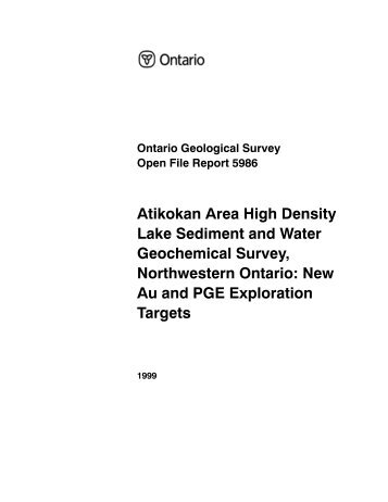 Atikokan Area Lake Sediment and Water ... - Geology Ontario