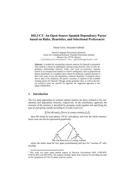 DILUCT: An Open-Source Spanish Dependency Parser based on ...