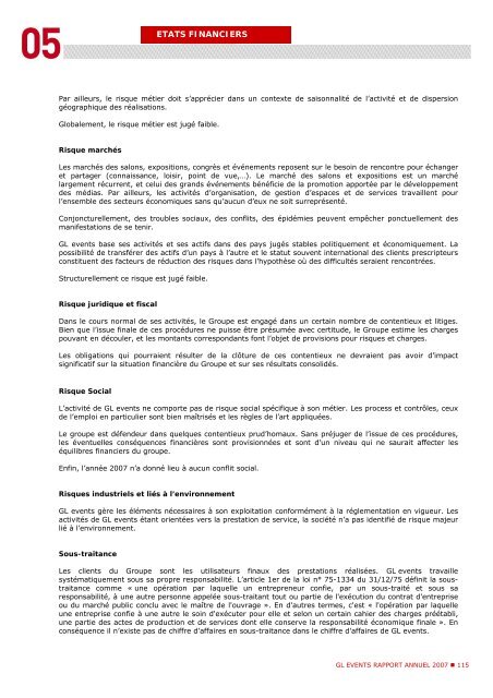 Rapport annuel - Document de référence 2007 - GL events