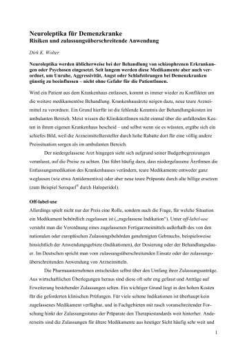 Neuroleptika für Demenzkranke - Mabuse Verlag