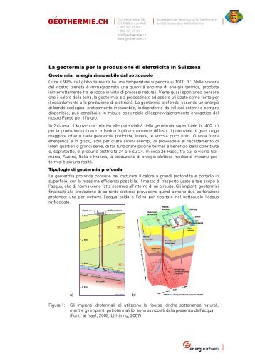 La geotermia per la produzione di elettricità in Svizzera - Geothermie