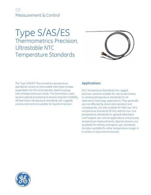 Type S/AS/ES Thermometrics Precision, Ultrastable NTC ...