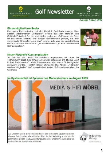 Newsletter August 2009 - Golfclub am Meer
