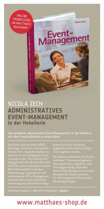 ADMINISTRATIVES EVENT-MANAGEMENT in der Hotellerie