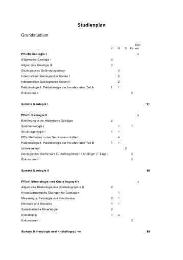 Studienplan - Geologie