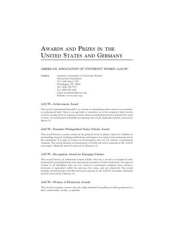 AWARDS AND PRIZES IN THE UNITED STATES AND GERMANY