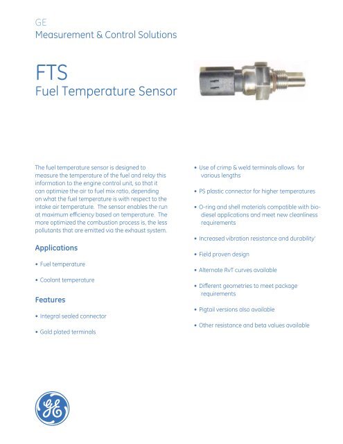FTS Fuel temperature sensor - GE Measurement &amp; Control