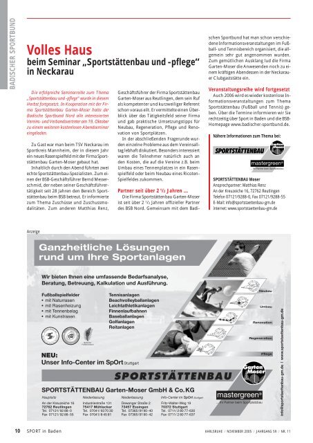 Download des Sport in Baden Nr. 11/05 - Badischer Sportbund Nord ...