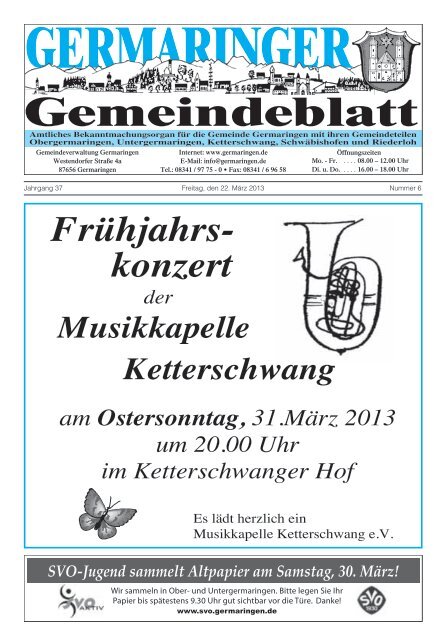 Frühjahrs- konzert - Gemeinde Germaringen