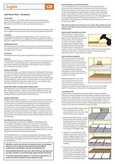 Leggeanvisning Massiv Eik Plank Installation instructions ... - Boen