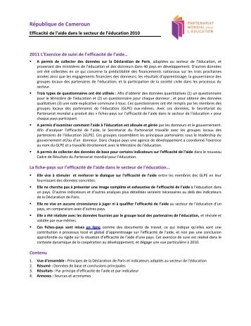 République de Cameroun - Global Partnership for Education