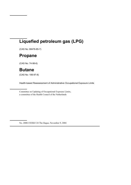 Liquefied petroleum gas (LPG) - Gezondheidsraad