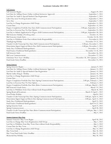 Academic Calendar 2011-2012 - George Fox University