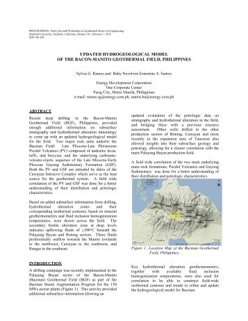 Updated Hydrogeological Model of the Bacon-Manito Geothermal ...