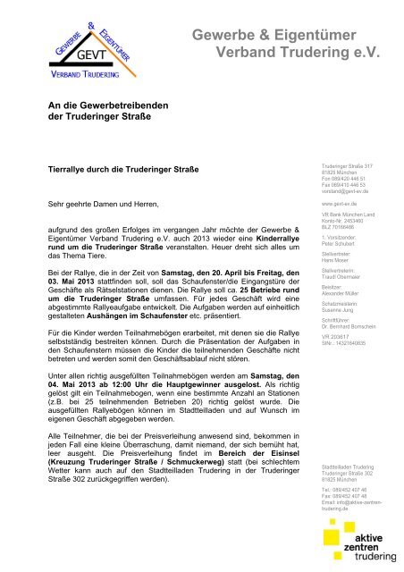 Kinderrallye Gewerbe Eigentumer Verband Trudering