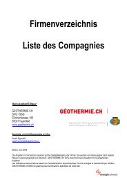 Firmenverzeichnis Liste des Compagnies - Was ist Geothermie