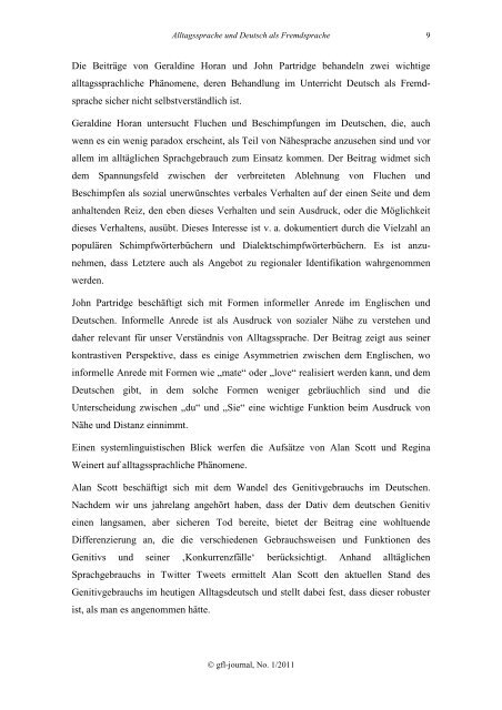 Einleitung: Alltagssprache und Deutsch als ... - GFL-Journal