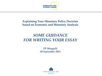 Examples of economic analysis - the Generation ?uro Students' Award