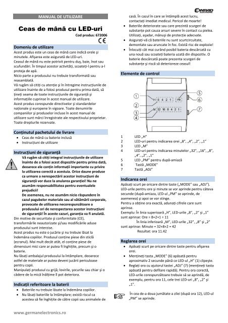 Ceas de mână cu LED-uri - German Electronics