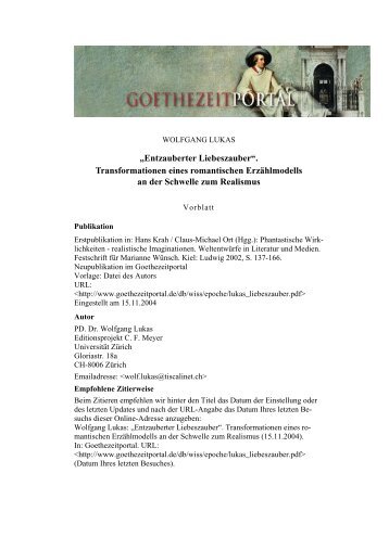 Transformationen eines romantischen Erzählmodells - Das ...