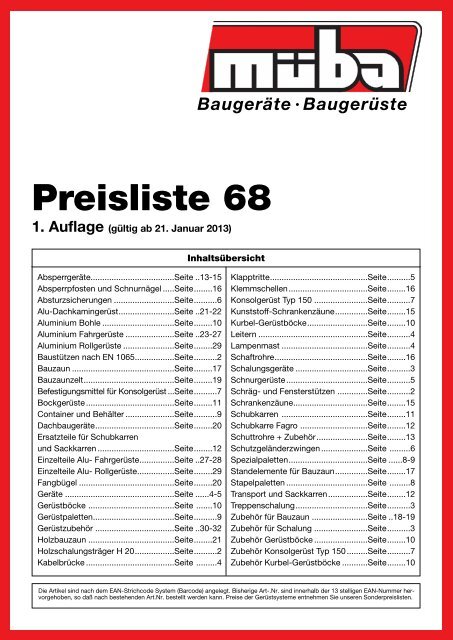 MÜBA - Baugeräte und Baugerüste