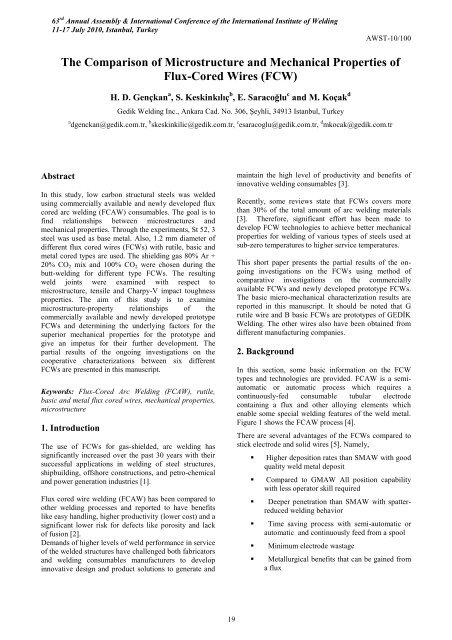 The Comparison of Microstructure and Mechanical Properties of