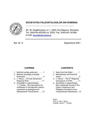 Buletin 9 - Societatea Paleontologilor din România