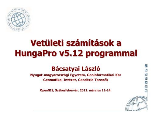 Vetületi számítások a HungaPro v5.12 programmal