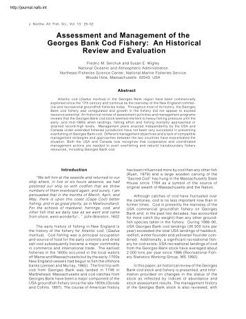 Assessment and Management of the Georges Bank Cod - Journal of ...