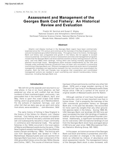 Assessment and Management of the Georges Bank Cod - Journal of ...