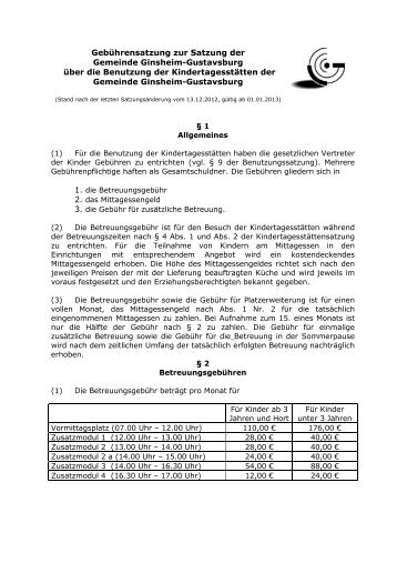 Gebührensatzung (PDF) - Ginsheim-Gustavsburg