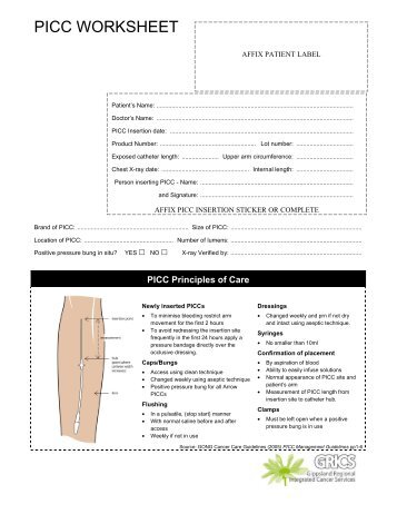 PICC WORKSHEET