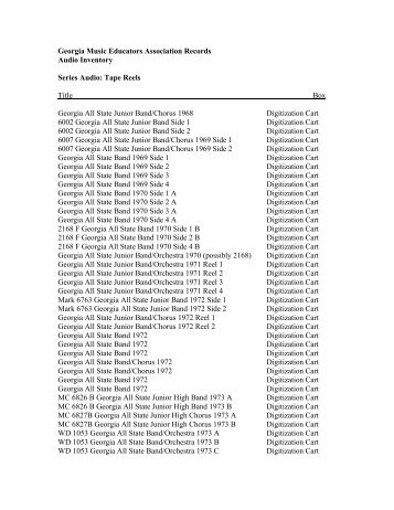 Georgia Music Educators Association Records Audio Inventory ...