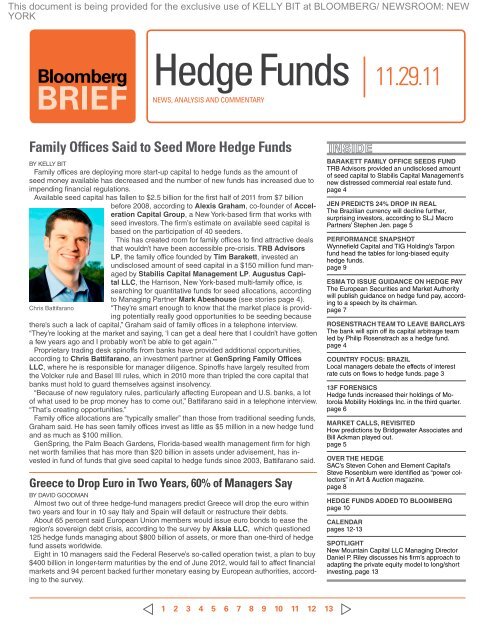 Family Offices Said to Seed More Hedge Funds - GenSpring